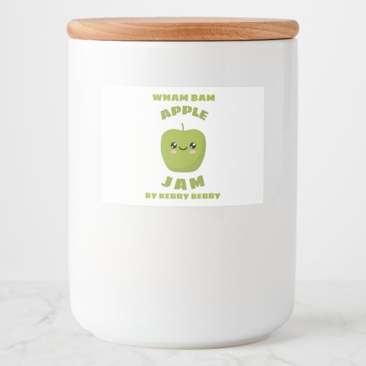 Kawaii Apple Jam Voedselcontainer Etiket (Voorkant)