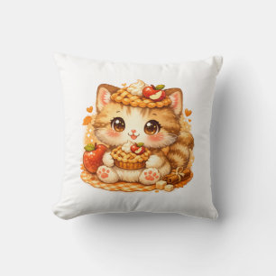 Kawaii Apple Pie Kitty – Knusse Herfst Dessertkat Kussen