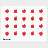 Kawaii Apple Red Schattige Ronde Sticker (Vel)