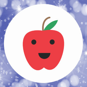 Kawaii Apple Red Schattige Ronde Sticker