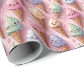 Kawaii Art Ice Cream Cones Cadeaupapier (Rol Hoek)