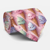 Kawaii Art Ice Cream Cones Stropdas (Opgerold)