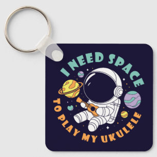 Kawaii Astronaut speelt Ukulele in de ruimte Sleutelhanger