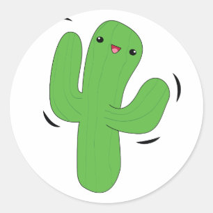 Kawaii autocollant de cactus dansant.