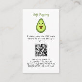 Kawaii Avocado Baby shower QR Code Cadeauregister Informatiekaartje (Voorkant)