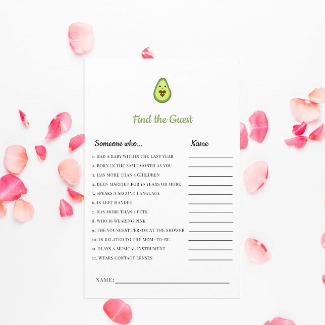 Kawaii Avocado Baby shower spel Vind de Gast (Creator heeft geüpload)