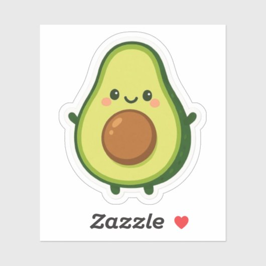 Kawaii Avocado Cartoon Sticker (Vel)