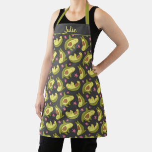 Kawaii Avocado Donkergrijs Design Roze Sterren Sch Schort