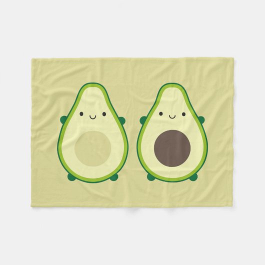 Kawaii Avocado Fleece Deken (Voorkant (Horizontaal))
