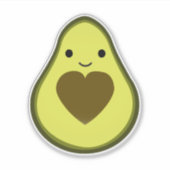 Kawaii Avocado met een hartfoto Sticker (Voorkant)