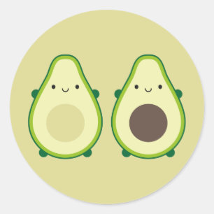 Kawaii Avocado Ronde Sticker