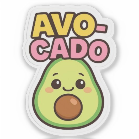 Kawaii Avocado Sticker (Voorkant)