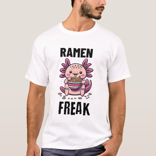 Kawaii Axalotl eten Ramen T-shirt (Voorkant)