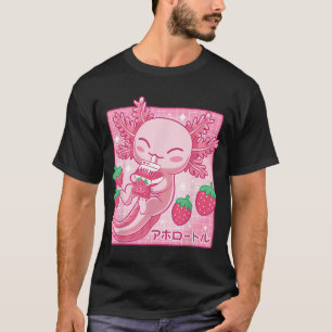 Kawaii Axolotl Aardbeien Milkshake Karton Japans T-shirt