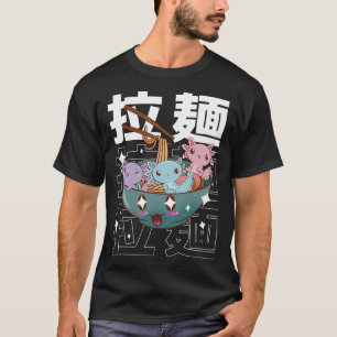 Kawaii Axolotl Binnen Ramen Bowl Esthetische Anime T-shirt