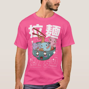 Kawaii Axolotl Binnen Ramen Bowl Esthetische Anime T-shirt