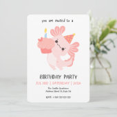 Kawaii Axolotl Birthday Party Invitation Kaart (Staand voorkant)