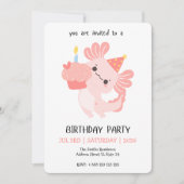 Kawaii Axolotl Birthday Party Invitation Kaart (Voorkant)