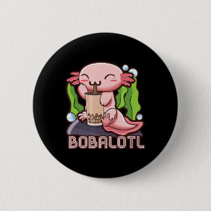 Kawaii Axolotl Cute Boba T-shirt Bubble Tea Anime Ronde Button 5,7 Cm