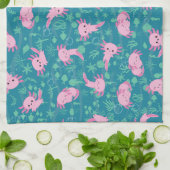 Kawaii Axolotl dans Ocean Serviettes de cuisine (Plié)