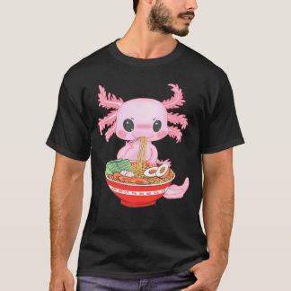 Kawaii Axolotl Eating Ramen Noedels Anime Meisjes T-shirt