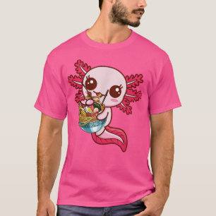 Kawaii Axolotl Eating Ramen Noodles Anime Gift Gir T-shirt