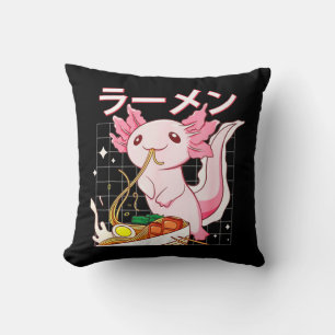 Kawaii Axolotl Eating Ramen Noodles Anime Girls Te Kussen