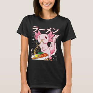 Kawaii Axolotl Eating Ramen Noodles Anime Girls Te T-shirt