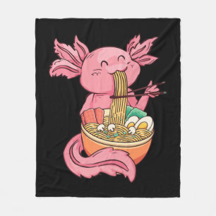 Kawaii Axolotl Eating Ramen Noodles Anime Kinder G Fleece Deken