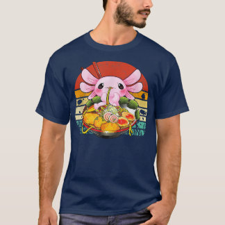 Kawaii Axolotl Eating Ramen Noodles Anime  T-shirt