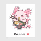 Kawaii Axolotl Eating Ramen Sticker (Vel)