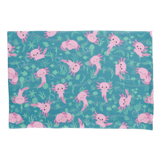 Kawaii Axolotl in oceaan Kussensloop (Voorkant)