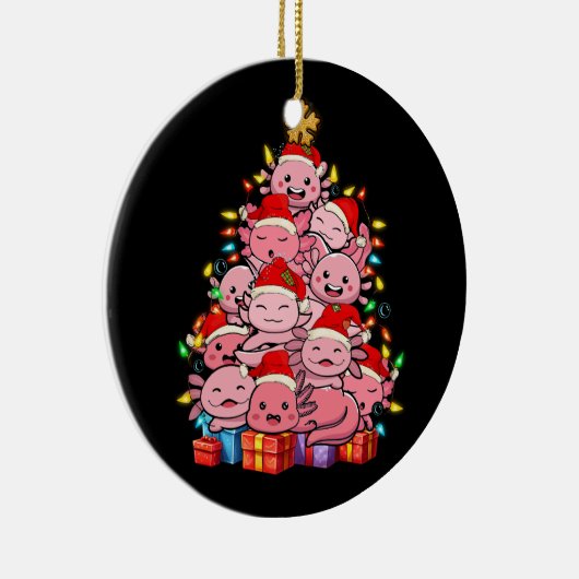 Kawaii Axolotl Kerstboom Axolotl Pyjama Pet X Keramisch Ornament (Rechts)