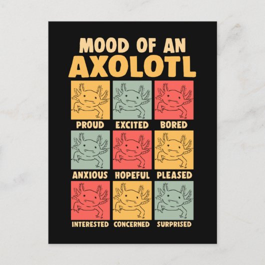 Kawaii Axolotl Mood Amphibian Joke Briefkaart (Voorkant)