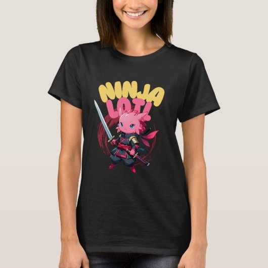 Kawaii Axolotl Ninja - Knuffelig waterdier T-shirt (Voorkant)