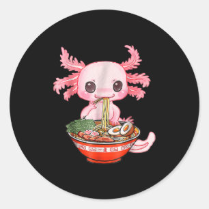 Kawaii Axolotl Ramen Food Japanese Funny Graphic A Ronde Sticker