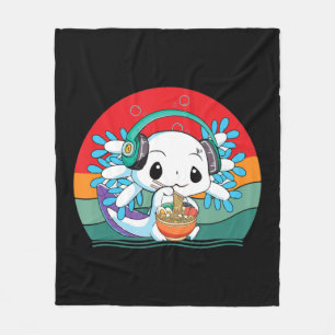 Kawaii Axolotl Ramen Nodles Retro Vintage Anime J Fleece Deken