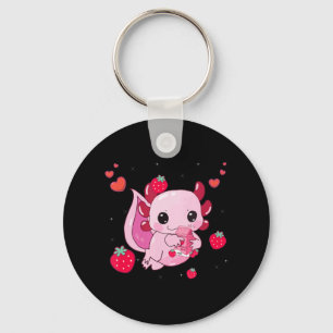 Kawaii Axolotl Strawberry Milk Shake Anime Gift Gi Sleutelhanger