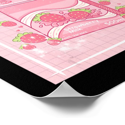 Kawaii Axolotl Strawberry Milk Shake Carton Japane Poster (Hoek)