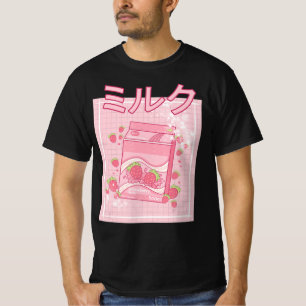 Kawaii Axolotl Strawberry Milk Shake Carton Japane T-shirt
