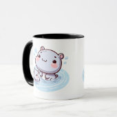 Kawaii Baby Hippos Swimming Mug Design (Devant gauche)