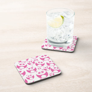 Kawaii Baby Pink en White Panda Pattern Bier Onderzetter