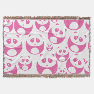 Kawaii Baby Pink en White Panda Pattern Deken