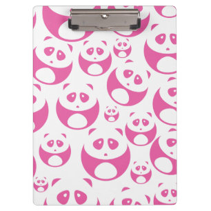 Kawaii Baby Pink en White Panda Pattern Klembord