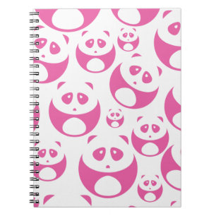 Kawaii Baby Pink en White Panda Pattern Notitieboek