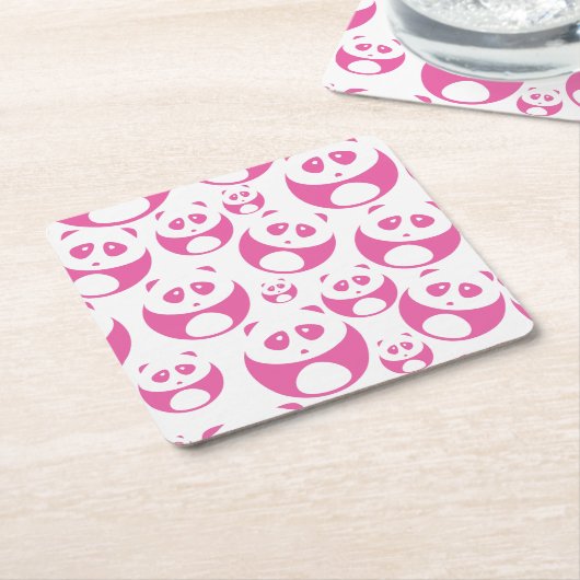 Kawaii Baby Roze en White Panda Pattern Vierkante Kartonnen Onderzetter (Schuin)
