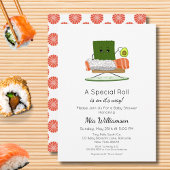 Kawaii Baby shower: Sushi en zalmrol Thema Kaart