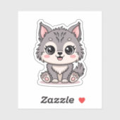 Kawaii Baby Wolf Animal Sticker (Vel)