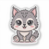 Kawaii Baby Wolf Animal Sticker (Voorkant)