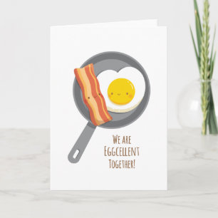 Kawaii Bacon en Sunny Side Up Egg Valentijns Card Feestdagen Kaart